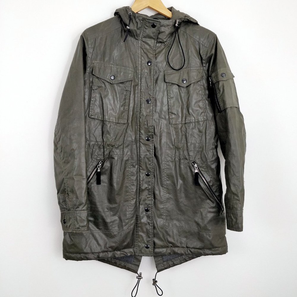 Sam. Olive Green Waxed Cotton Nylon Field Parka Small